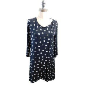 Chico's Size S Small (0) Artsy Black White Slinky Circle Print Tunic Top